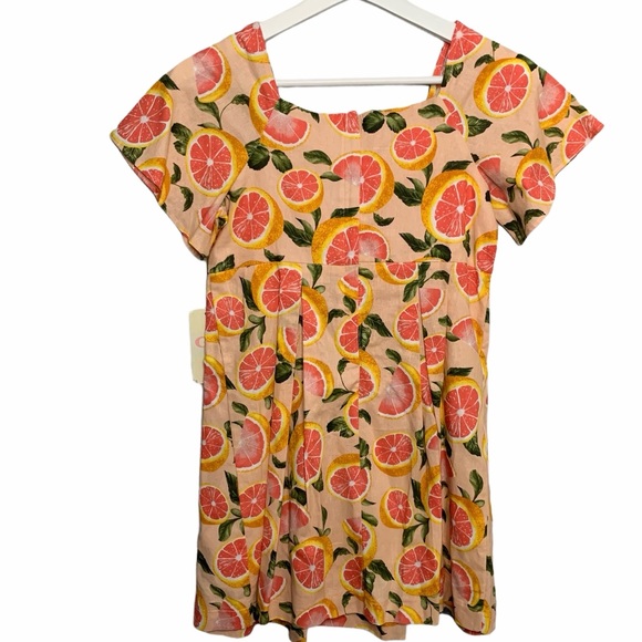GB Girls Grapefruit Citrus Print Dress Sz 10 - Picture 3 of 8